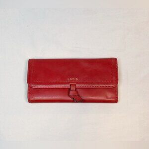 Lodis Red Leather Elia Tri-Fold Clutch Wallet